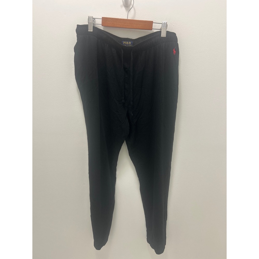 Polo Ralph Lauren Mens Black Sleepwear Lounge Pants Red Pony Logo Size Large